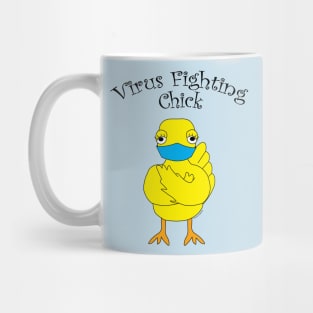 Virus Fighting Chick Curved Text Mug